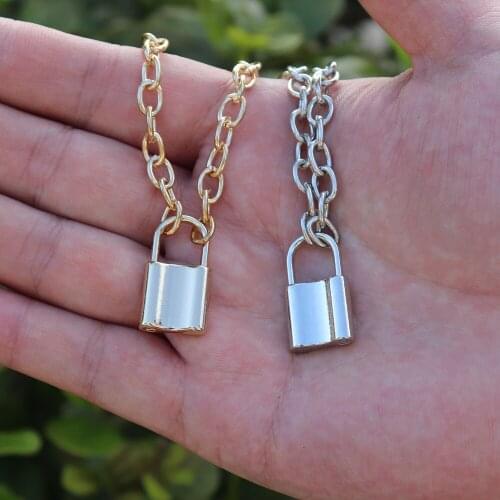 Vintage PadLock Pendant Bracelet Lock Charm Hip Hop Jewelry Hand Link Silver Gold Chain Bracelet For Women Men Statement Bijoux