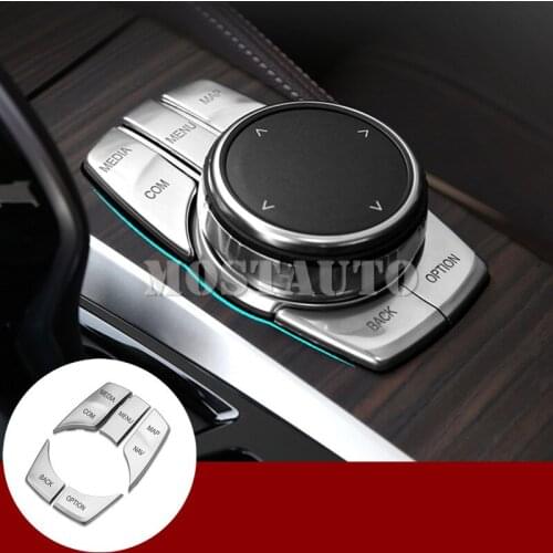 For BMW 5 Series G30 G31 Inner Console iDrive Multimedia Button Cover 2017-2020 5pcs Car Accessories Interior Car Decor Car Trim
