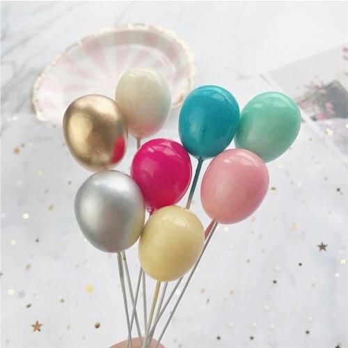 5Pcs Golden Silver Color Balloon Collection Cake Topper for Party Decoration Dessert Lovely Gifts Birthday Wedding Cake Flags