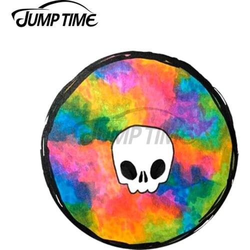 Jump Time 13 x 13cm For Rainbow Skull Car Stickers Repair Car Decal Suitable For VAN ATV SUV Scratch-Proof Laptop Decoration