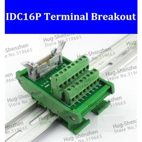 High Quality 16P to terminal PLC to terminal IDC16P terminal breakout with bracket and shell for C45 Din Rail--1pcs/lot