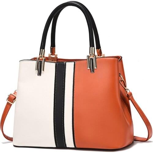 New Striped Color Matching Lady Handbags Luxury Fashion Shoulder Bag Large Capacity Casual Tote Bag Pu Leather Messenger Bags