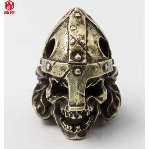 1PC EDC Paracord Beads Nordic Viking Skulls Retro Brass White Copper Oxide Umbrella Rope Cord Lanyard Pendants Knife Beads