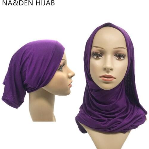 10 set\lot Modal Women Hijab Stretch Cap and Scarfs set Bonnet Neck Cover Muslim Headscarf set Islamic inner Caps and hijab set