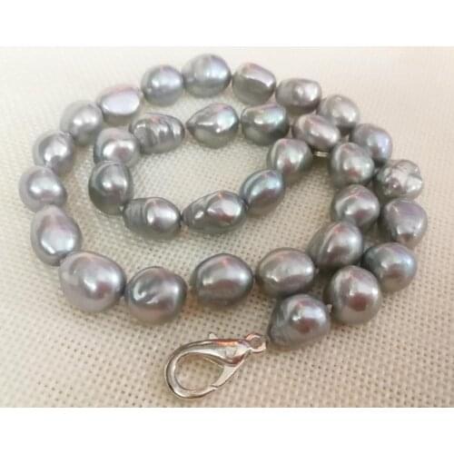 10mm gray baroque freshwater pearl Necklace 14'' 15'' 35cm 80cm Woman Jewelry irregular pearl