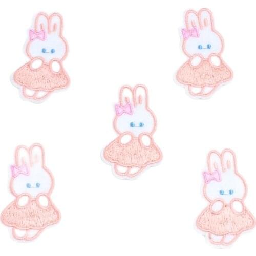 10pcs Cartoon Rabbit Patches Iron On Cute Animal Stickers Handmade Girls Clothes Shoes Bags Hats Sewing Appliques DIY Badge
