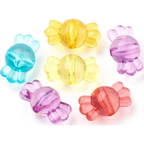 100pcs Candy Acrylic Beads Spacer Charms Beads for DIY Jewelry Making Necklaces Bracelets Mixed Color 16.5x9x9mm