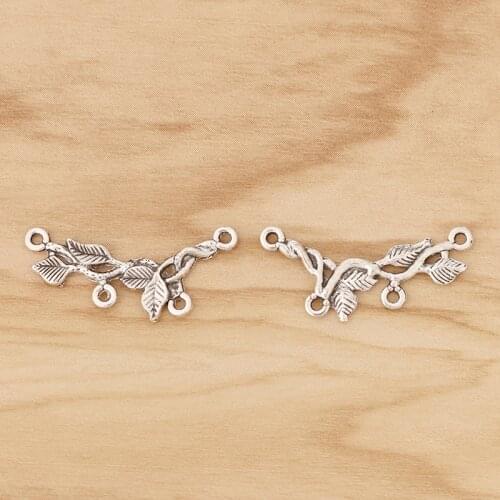20 Pieces Tibetan Silver Tree Leaf Branch Chandelier Connector Charms for Necklace DIY Jewellery Making Accessories