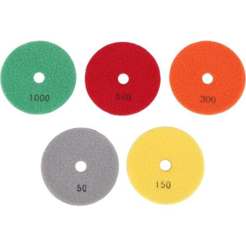 5Pcs 4 Inch Diamond Polishing Pads 100mm Flexible Wet Concrete Floor Polishing Pad for Granite Marble Grinding Disc