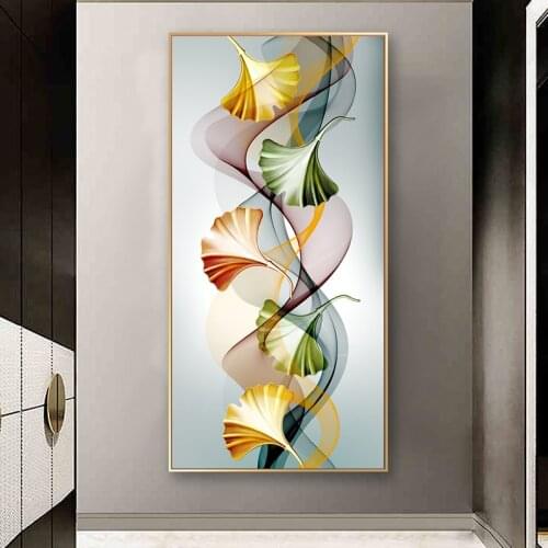 Modern Abstract Art Colorful Leaves Posters and Prints Canvas Painting Wall Art Pictures for Living Room Home Decor No Frame