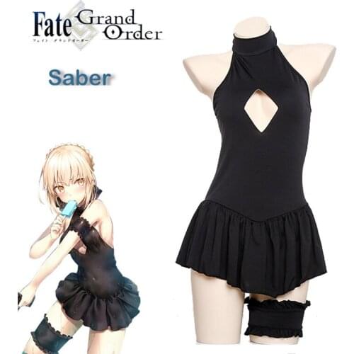 Anime FGO Sexy Alter Saber Cosplay Fate Grand Order Swimsuit Women Fate Stay Niight Black Sukumizu Swimwear