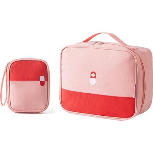 First Aid Bag Set 2 PCS Empty Medical Supplies Cosmetic Organizer with Zipper Closure for Family Outdoors Waterproof EK