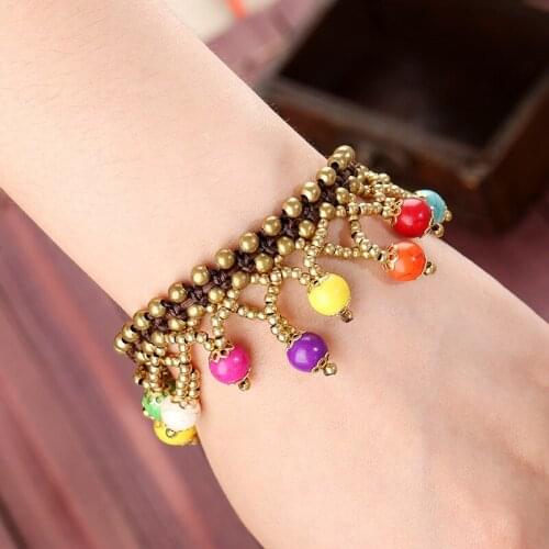 Bohemian tassel charm beaded bracelet for women bohemian candy color multi-layer wrapped bracelet wristband pulsira feminina