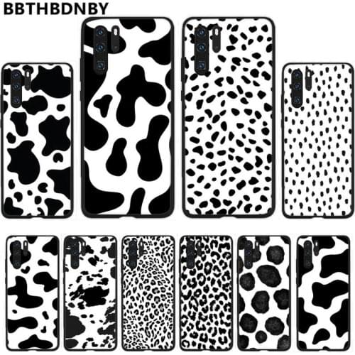 White Black Cow Symbol Phone Case For Huawei Y5 Y6 II Y7 Y9 PRIME 2018 2019 NOVA3E P20 PRO P10 Honor 10