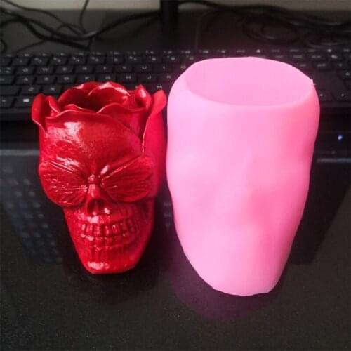 Flower Skull Epoxy Resin Mold Skull Head Ashtray Silicone Mould DIY Crafts Plaster Flowerpot Plant Pot Home Decorations Casting