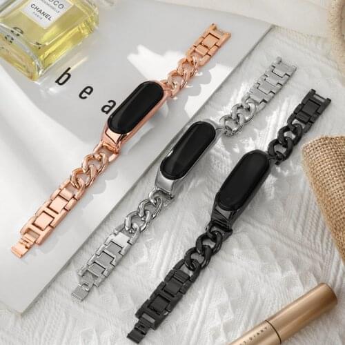 For Mi band 5 6 strap NFC Wrist band Metal Bracelet Stainless Steel For Mi Band 4 3 Strap Compatible Bracelet Mi Band Wristband