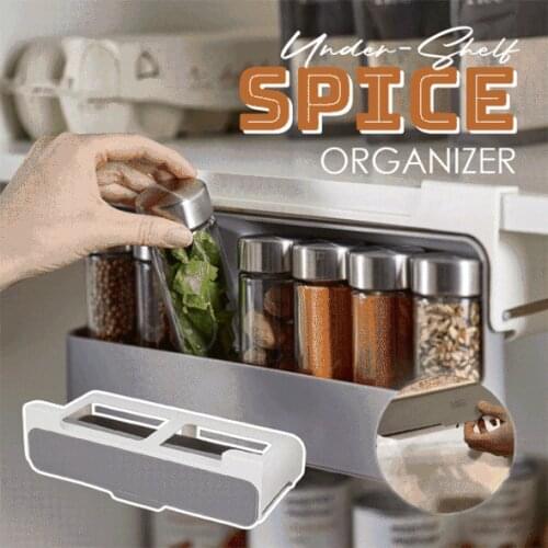Home Kitchen Self-adhesive Wall-mounted Under-Shelf Spice Organizer Spice Bottle Storage Rack Kitchen Supplies Storage Drop Ship