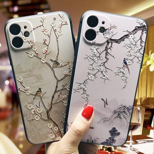 Elegant Flower 3D Embossed Phone Case for iPhone X XS XR 11 12 Pro MAX 6 7 8Plus SE2 Capa Soft TPU Back Covers Phone Cases