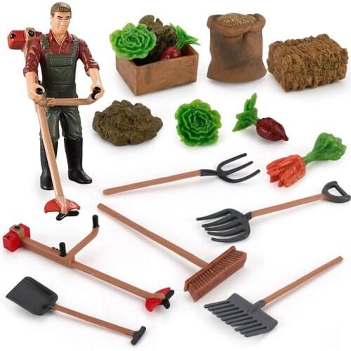 New simulation farm staff worker farmer action figures PVC people model figurine decoration accessories modern toys for children