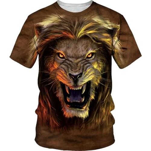 3D Ferocious Lion Print T-shirt Men 2021 Fashion Summer New O Neck Short Sleeve Tees Tops 3D Style Male Clothes Casual T-shirts