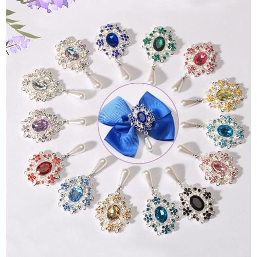 Teardrop Pearl rhinestone buttons flatback embellishment 55X29mm for Brooch Craft DIY hair bow flower 1 piece BTN-5746