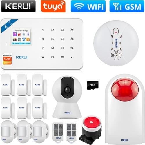 KERUI Security Alarm System GSM WIFI Tuya Smart Home Wireless Garage Burglar 3MP IP Camera Motion Detector Door Sensor Alexa