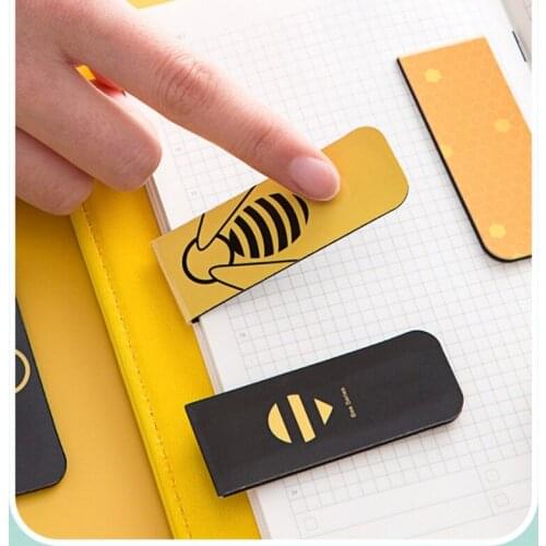 4pcs Cute Bee Flower Magnetic Bookmarks Magnet Page Markers Page Clips Bookmark
