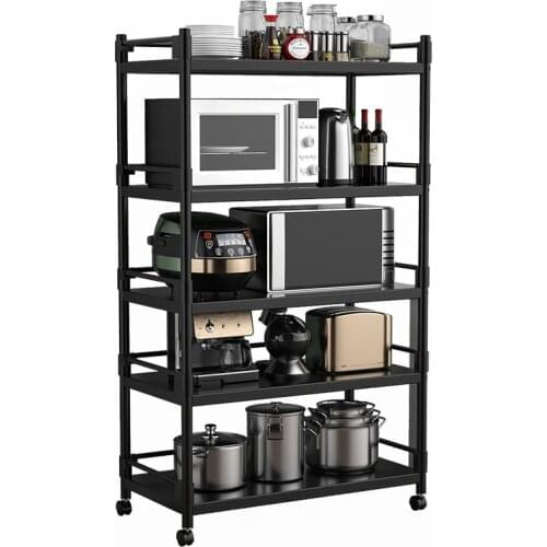 Kitchen shelf floor type multi-layer microwave oven rack, oven storage rack, stainless steel multi-function pot rack, thickening