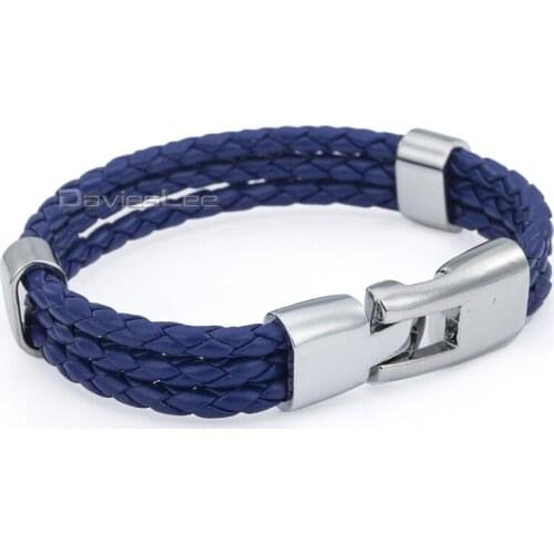 Mens Bracelets Black Rope Surfer Wrap Man-made Leather Wristband Bracelet for Men Women Wholesale Jewelry Gift 8inch 12mm LLBM40