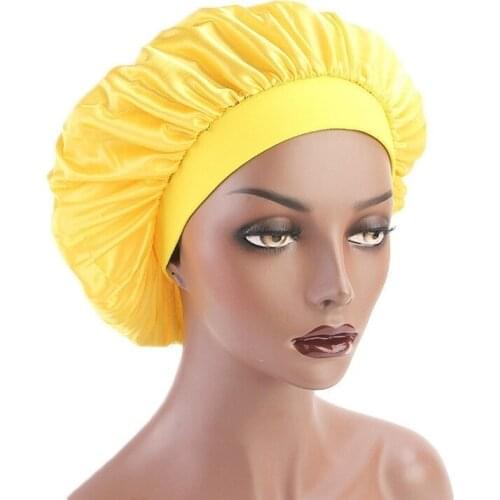 New Night Hat Hair Care Cap Parent-Child Elastic Polyester Wide Edge Night Sleep Hat Silk Dome Family For Ladies Satin Bonnet