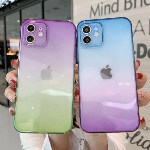 Solid Color Lens Protection Phone Case For iPhone 11 Pro 12 Pro Mini Max X XR XS Max 7 8 SE 2020 Gradient Soft TPU Back Cover