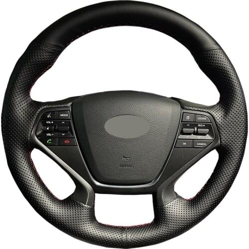 Genuine Leather Car Steering Wheel Cover For Hyundai Sonata 9 2015-2017(4-spoke) Custom original steering-wheel Handlebar Braid