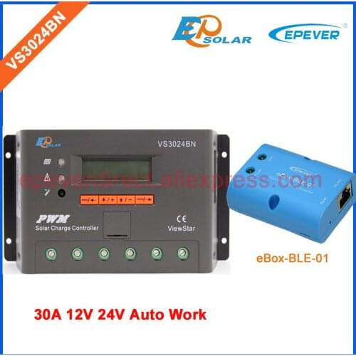 PWM 30A Solar Charge Controller 12V 24V LCD Display EPSolar/EPEVER eBOX-BLE-01 bluetooth VS3024BN Solar PV cells controller