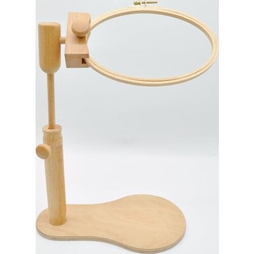 Adjustable Wood Cross-stitch Rack Embroidery Lap Stand Holder Frame Hoop & Rings