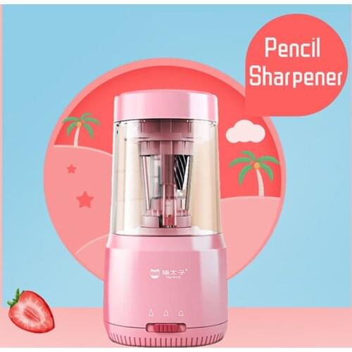 Ushare Pink Pencil Sharpener Eletric Full Intelligence Student Stationery for Kids Writing and Painting USB Charging Sharpener