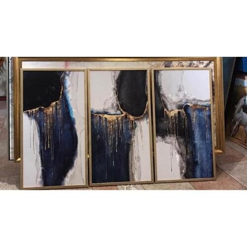 Hand painted Time Flies gold painting Modern Abstract Artwork Canvas Decor Alec Golden old wall Bedroom artwork Wall painting