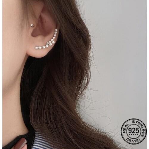 S925 Silver Needle Earrings For Women Clip Pearl Simple Korea Fashion Design Girl Party Gifts Engagement Luxury Jewelry INEFFA