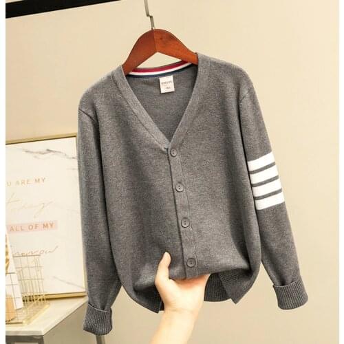 Spring Fall Boys Girls Cardigan V-neck Big Kids Sweaters Teens Knitted Wear Outwear Childrens Clothing