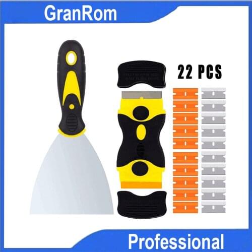 Metal Spatula Mini Double-Sided Scraper with Replaced Blades 22pcs Tool Kit Wall Glue Label Residue Cleaning Hand Tool Set