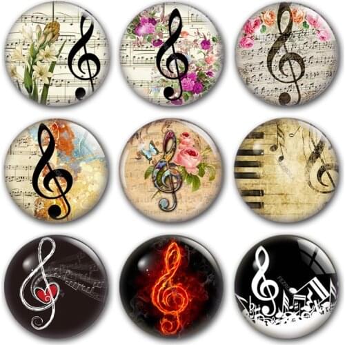 Musical note glass cabochon,Music note musical notation Round photo glass cabochon demo flat back Making findings. DIY supplies