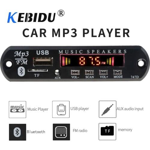KEBIDU LED MP3 Player Decoder Board FM Radio TF USB 3.5 mm AUX Module Bluetooth Receiver Car kit Audio MP3/WMA/WAV for IPhone XS