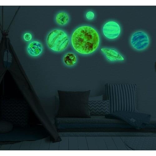 Amazon Luminous Planets and stars home decals glow in dark Wall Stickers wallpaper glow in the dark sticker wall sticker