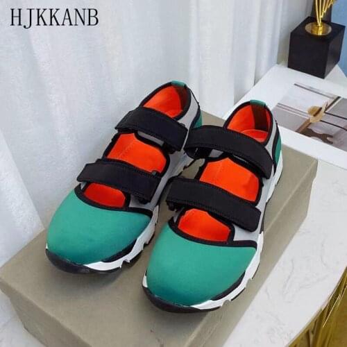 Round Toe Mixed Color Flat Shoes Women Hollow Out Hook Loop Casual Shoes 2021 Autumn New Comfortable Breathable Walking Shoes