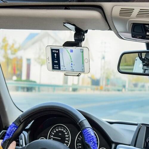 XMXCZKJ Universal 360 Car Clip Sun Visor Cell Phone Holder Mount Stand For Iphone11 GPS Adjustable Holder in Car Mobile Phone