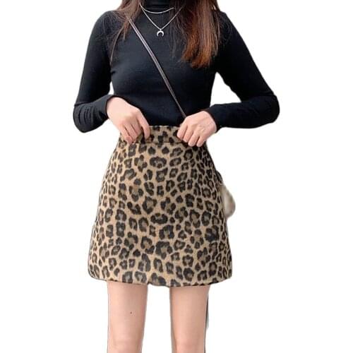 2021 Spring Summer Women Mini Skirt Fashion Leopard Print A-Line Skirts Slim Sexy High Waist Skirt