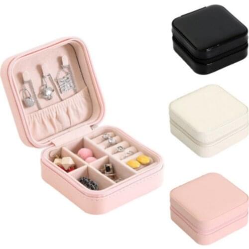 Valentines Day Women LeatherJewelry Box Organizer Portable Travel Case Earring Ring Necklace Storage Box Creative Gift New