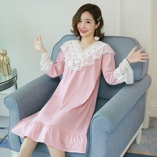 Women Lace Dress Sleepwear Nightdress Ruffle Frill Retro Lolita Princess