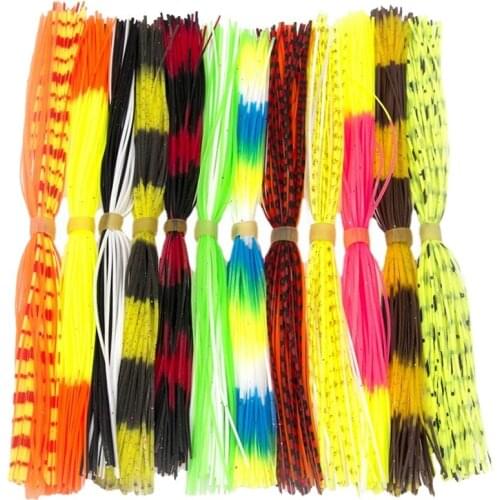 10/12 Bundles Mixed Color Silicone Skirt Bionic Aquatic Plants For Rubber Clamp Bait Squid Skirt Flying Tie Material Iscas Pesca