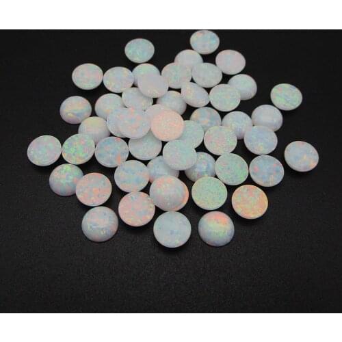 100pcs/Lot 6mm 7mm 8mm Round Cabochon Flat Back Synthetic White Color OP17 2mm-10mm Opal Gemstone