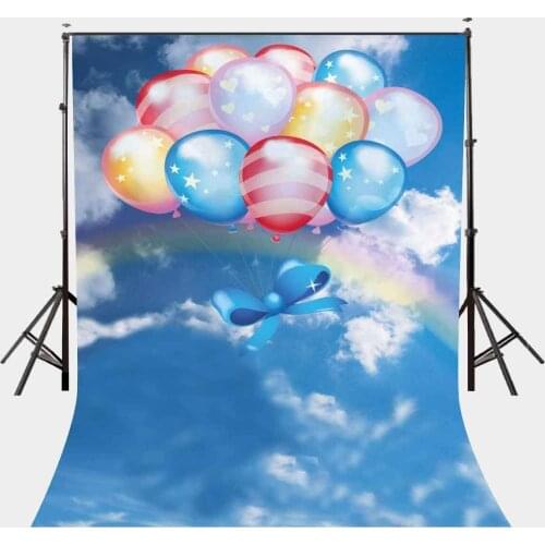 150x210cm Colorful Floating Balloons Backdrop Seven Colors Rainbow Photography Background for Children Kids Baby